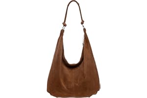 Caspar Große Damen Vintage Veloursleder Tasche Samtweiche Schultertasche aus Leder - CLASSIC LINE - Modell No.617 - Made in Italy