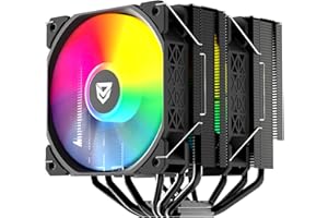 Nfortec - SCULTOR X Disipador CPU Doble Torre con 6 Heatpipes, 2x120mm A-RGB PWM, TDP 220W, Compatible LGA1700 y AM5, negro