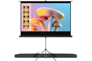 VISULAPEX 60" Pantalla Proyector con Trípode, 16:9 Pantalla para Proyector Portátil Ajustable con Bolsa de Transporte, Pantalla de Proyector Cine en Casa Camping Eventos Recreativos