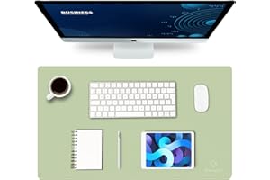 K KNODEL Knodel Podkładka na biurko, mata na biurko, skóra PU, mata na biurko na laptopa, wodoodporna podkładka na biurko, do biura i domu, dwustronna (35 x 60 cm, jasnozielona)