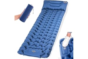 ebuddy TREKFOX 3.9 Inch Thick Lightweight Self Inflatable Sleeping Mattress Camping Mats Compact Roll Air Sleeping Pad with Pillow Built-in Foot Pump for Tent Backpacking Hiking Traveling