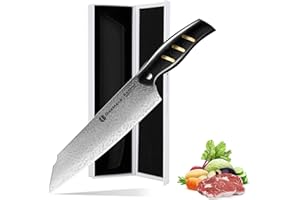 OREMAKE 8-INCH Kiritsuke Couteau de Cuisine Couteau Japonais Professionnel Polyvalent, Super Tranchant, Acier Damas Japonais T-CO Forgé à 69 Couches, à Haute Teneur en Carbone, Design Ergonomique