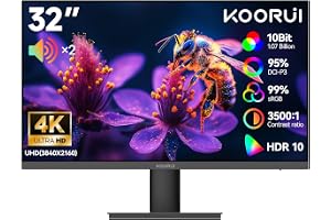 KOORUI 32 Tum 4K PC-skärm, UHD 3840 x 2160, 60Hz, Built-in Speakers, VA-panel, HDR10, 95% DCI-P3, 99% sRGB, Adaptive Sync, 3m