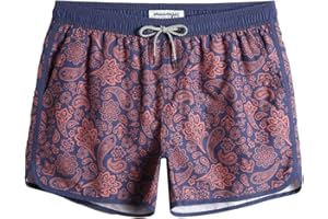 MaaMgic Mens 5" Short 70s 80s 90s Vintage Swim Trunks Quick Dry Bathing Suits Swimming Shorts Swimsuits Board Shorts