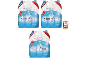 ‎ITALIAN GOURMET E.R. 18x Sant'Anna di Vinadio Acqua Frizzante Oligominerale,Oligomineral Sprudelwasser Einweg-PET-Flasche 1,5Lt + Italian Gourmet Polpa di Pomodoro 400g Dose