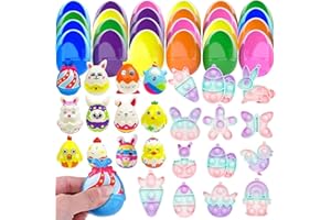 AFOXON 24Pack Easter Egg Fillers with Fidget Toys Bubble Stress Relief Toy Easter Basket Stuffers Easter Gifts for Easter Party Favors