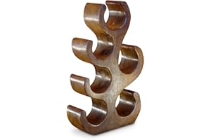 Kinaree Holz Weinregale in verschiedenen Varianten für 2 bis 6 Flaschen aus Akazie (Suar) Massivholz - Natur braun (6 Flaschen - 42x24x9,5)