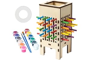 NUC 4-in-1 Farblernturm, Pädagogisches Montessori Spielzeug ab 3 Jahre & Lernspiele ab 3 4 5 Jahren, Holzspielzeug mit 30 Stäben, Würfeln, Pinsel & Farben, Kinder Farben Stäbchen Holz Spiel - Tolles