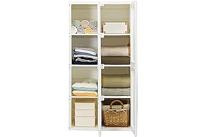 CASART Folding Closet, 8/12/15 Cubes Clothes Organiser Wardrobe, Portable DIY Plastic Cabinet Storage Units for Shirts Garments Shoes Toys Books (8 Cubes)