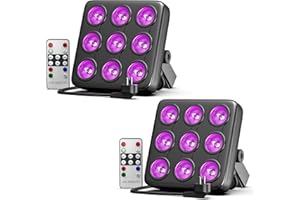 Rtktoup 2PCS 45W Par LED, RGBW LED Lumière de Scène Carrée à, Lumières de Fête avec d'activation Sonore Télécommandé DMX 8CH, Pour L'éclairage Architectural des Discothèques des Boîtes de Nuit
