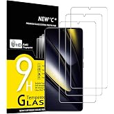 NEW'C 3 Pieces, Screen Protector for Xiaomi POCO F6, F6 Pro 6.67 Inches, Tempered Glass, Anti-Scratch, Anti-Fingerprint, Bubb