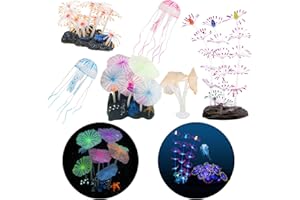 Cayway 6 PCS Plante Aquarium Artificiel Effet Aquarium Décor Décoration de Méduse Bambou Lotus pour Décoration d'aquarium, Paysage d'aquarium