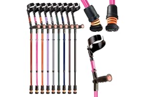 FLEXYFOOT LTD Flexyfoot Shock Absorbing Soft Grip Double Adjustable Crutches - Improve Safety, Improve Grip, Reduce Shocks & Jarring – Single - Pink