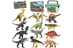 FRUSE Dinosauro Giocattolo per Bambini,12 Pezzi Educativi Realistico Figure di Dinosauri con T-Rex,Velociraptor,Libro Dinosauro,Dinosauri Giocattoli per Ragazzi Ragazze 3 4 5 6 Anni