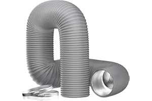 Hon&Guan Tubo de Manguera de Ventilación Tubo Aire Flexible di Aluminio PVC para Extractor de Aire, Climatización, Secadora(ø100mm*5m, Gris)