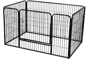 FEANDREA Parc pour Chiens, Enclos en métal, Chiot, Petits Animaux, Noir PPK04BK