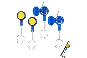 CRYLUXIAL Knot Tying Tool Set with Hook Covers, 4 Pack Accessories for Sea, Carp & Fly, Fits 4/0–#28, Safe Hook Guard, Braid-to-Leader Knot Helper, Transport Fully Rigged Rods, Blue, Compact 2.5×4 cm size