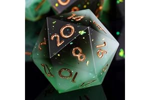 ORUZA 7 PCS Polyhedral DND Dice Resin Sharp Edge D&D Dice Set for Dungeons and Dragons RPG MTG Table Role Playing Games Die D20 D12 D10 D8 D6 D4 D%