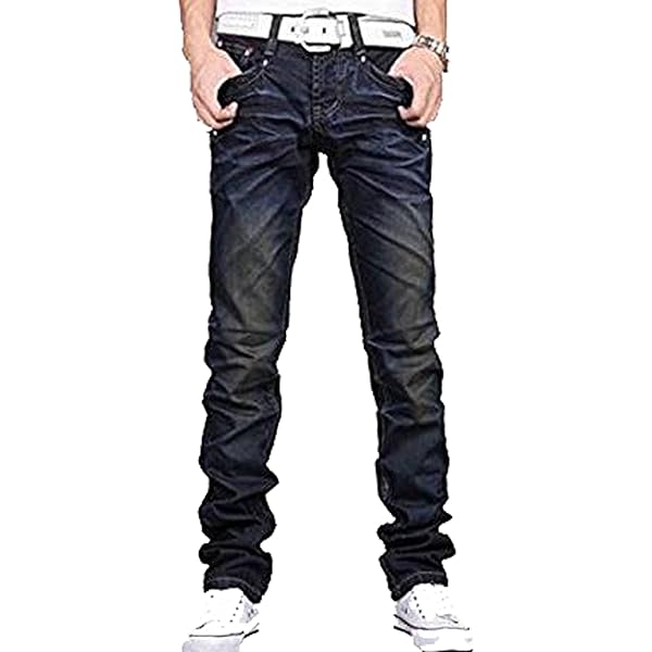 BRAND KRUZE Heren Cargo Combat Denim Jeans KZ103 Werkbroek Voor Alle Taillematen, Donkerblauw, 30W / 32L