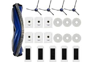 GYing Lot de 22 accessoires pour ECOVACS DEEBOT T30 PRO Omni (couleur argentée), 1 brosse principale en caoutchouc, 5 filtres, 6 lingettes, 4 brosses latérales, 6 sacs d'aspirateur