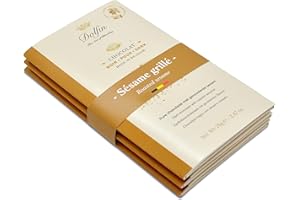 Dolfin Chocolate Negro con Sésamo Tostado - Barra de Chocolate Belga, Semillas Tostadas Crujientes, Sabor a Nueces - Confitería Premium, Dulces Gourmet - Hecho en Bélgica, 210g, Paquete de 3