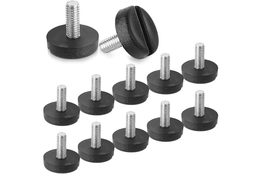 CIATBYYJ 12Pcs M6 Thread Furniture Feet Levelers, Adjustable Furniture Feet Threaded Screw in, M6 Leveling Foot Screw On Furnitures Glide Leveling for Table, Chair, Stool, Furnitures Legs, Cabinets