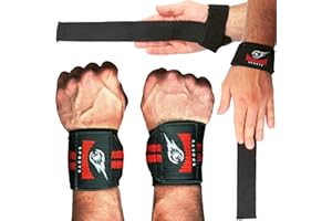 ARMAGEDDON SPORTS Cinghie Sollevamento Pesi + Fasce Polso Polsini Polsiere – Set Lifting Straps e Wrist Wraps per Palestra, Powerlifting, Bodybuilding, CrossFit – Supporto Polsi e Presa Antiscivolo – Uomo Donna