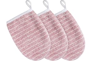 KinHwa Gant Démaquillant Microfibre Réutilisable Démaquillant Chiffon Gant Nettoyant Visage (13cm x 20cm, Rose)