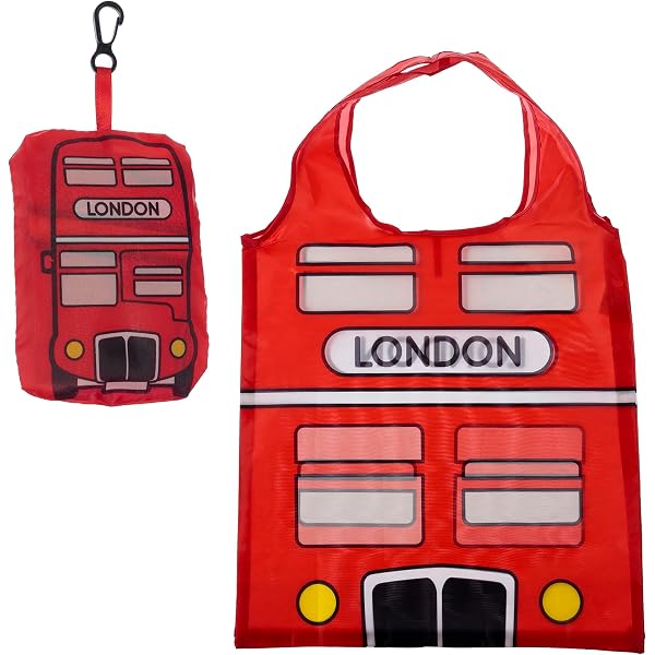 Puckator Foldable Shopping Bag | London Guardsman Design | Reusable Tote With Pouch 13x9x1cm