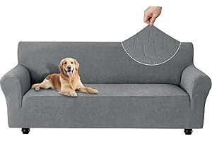 Ystyle Copridivano 3 Posti Con Braccioli, Universale Copridivani Elastici, Copridivano Antigraffio Gatto Lavabile, Stretch Sofa Cover Antimacchia, Copertura Divano Antiscivolo, Grigio Chiaro