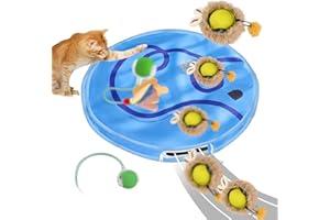 ELITECRAN 2 Pz Juguetes Pelotas Interactivos Gatos con Estera de Juego Actualizado, Pelotas Gatos Interactivas Eléctricas, Pelotas de Juguetes Automático para Gatos de Interior, Bola de Juguete Gato/s y Perros