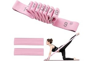 BORISCA Elastico Fasce di Resistenza e 2 Fasce Sportive, Regolabile Fasce Elastiche Fitness, 9 Livelli di Forza Elastico Yoga Stretching Band per Yoga Ginnastica Pilates Danza(Purple)