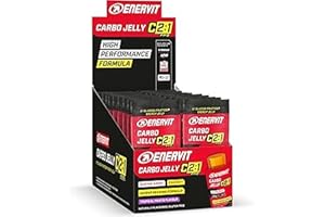 Enervit Carbo Jelly C2:1PRO, Gelatinas Energéticas para Actividades de Resistencia de Alta Intensidad, 30g de Carbohidratos, Sabor Tropical, Máxima Tolerancia, Sin Gluten, Vegano, Caja de 20 Paquetes