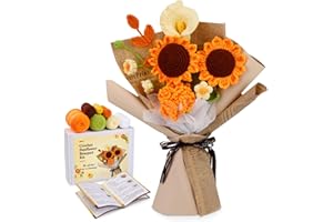 ENCHOL Crochet Kit for Beginners Adults, Beginner Crochet Kit, Sunflower Bouquet Crochet Kit, Complete Flower Crochet Kits for Starters with Step-by-Step Video Tutorials for DIY Craft Creations