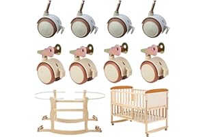 Sipiris 8 Pezzi Ruote Girevoli Per Letti Per Bambini Ruote Doppie Con Perno Manica Circa 7Mm Free-Running Silenzioso Adatto Per Culla Passeggino Con Ruote E Ruote Mobili Con Freno (Beige)