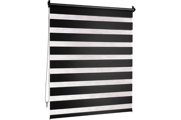 Victoria M. Store Enrouleur Double 55 x 150 cm Noir, Translucide & Occultant Jour Nuit Montage par Serrage sans Percer pour Fenêtre Et Porte avec Chaînette