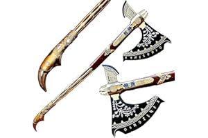 HandSmith™ God of War Kratos Axe - Handmade Viking Cosplay Axe with Genuine Leather Sheath, Prop Replica, Costume Weapon (B- Upgraded)