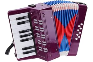 sourcing map Accordion, 17 Keys 8 Bass Button Accordion Mini Musical Instrument Lightweight for Adults Beginners Educational, Purple