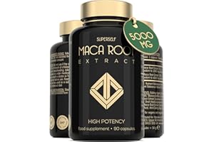 SUPERSELF Maca Root 5000mg - Maca Root Capsules for Women & Men - High Potency Herbal Booster - Black & Yellow Macca Root Powder Extract - 90 Maca Tablets - British Made High Strength Supplement