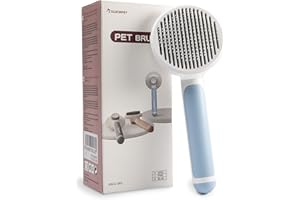 GLÜCKPET Cepillo para Gatos, Azul, Quitapelos, Autolimpiable