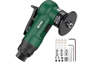 EYPINS Mini outil de chanfrein pneumatique 30 000 tr/min 4 vitesses pour métal, bois, acier, plastique, machine d'ébavurage d'air à 45 degrés avec entrée d'air de 6,35 mm, vert