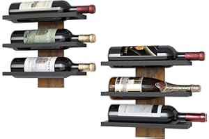 ‎FAVOOSTY FAVOOSTY Weinregal Wand, Flaschenhalter, Flaschenregal mit 3 Ebenen, Metall Weinregal Hängend Weinflaschenregale Schwarz für Esszimmer, Schlafzimmer, Weinkeller (2 Set)