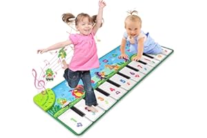 MERMOE Musikmatte Kinder mit 10 Liedern 8 Musikinstrument Klaviermatte Baby Spielzeug, Piano Matte Tanzmatten Lernspielzeug Interaktives Spiel Geschenk Geburtstag für Kinder Mädchen Junge ab 3 4 5 6 Jahr
