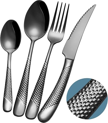 MagicPro Set Posate 45 Pezzi Nero Opaco, Servizio 8 Persone, Acciaio Inox, Lavastoviglie