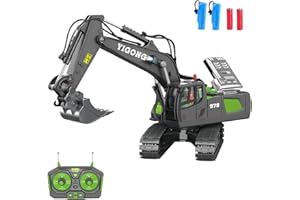 KIYTARBOO Bagger Ferngesteuert RC Baustellenfahrzeug ca.40cm Sandbagger mit Sound und Licht 680°Rotation Kinderspielzeug Schaufelbagger Bagger Bauwagen Baufahrzeuge Lernspielzeug ab 3 Jahre