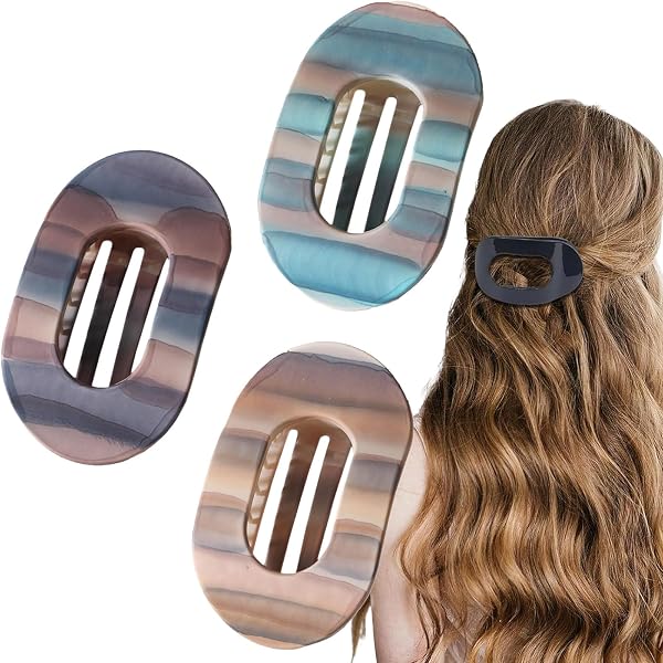 Flomiara Flache Haarklammern Set – 4 Farben, Konkav, Rutschfest, Für Dickes & Feines Haar