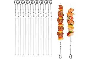 XINCHEN 20 Pezzi Spiedini Acciaio Inox BBQ Kabob Spiedini in Acciaio Inox Set Spiedini in Metallo Riutilizzabili Spiedini BBQ per Barbecue Grigliatura Carne Verdure BBQ Bastone