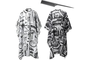 BORISCA 2 Pezzi Impermeabile Mantella Parrucchiere, 140 * 118cm Mantellina per Taglio Capelli Professionale, Regolabile Mantella Barbiere e un Pettine Antistatico