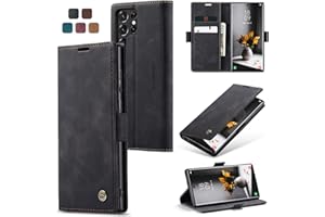 owlhold Funda Samsung Galaxy S22 Ultra Carcasa Samsung S22 Ultra PU Piel [Tarjetas y Billetera][Soporte Plegable][Cierre Magnético] Antigolpes Libro Carcasa Funda para Samsung Galaxy S22 Ultra - Negro