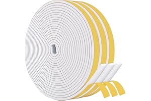 KAPOOSY Weather Stripping Door Seal, 6mm W X 3mm T Adhesive Foam Tape, Window Door Draught Excluder Air Conditioner Gasket Foam Tape, Total Length 15M (3 Rolls)